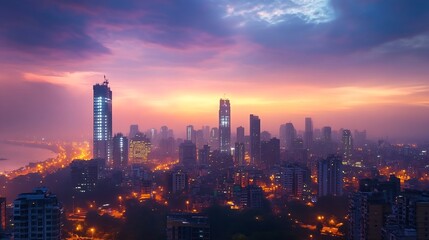 Fototapeta premium Smart City Landscape of Mumbai Showcasing Digital Alumni Associations and Urban Technology