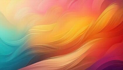 Obraz premium Vibrant Hues Abstract Painting: Swirling strokes of teal, orange, pink and yellow create a dynamic, colorful, and energetic abstract artwork. Perfect for adding a touch of modern art to your designs.