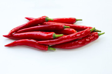 Chili peppers on a white background.