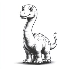 Fototapeta premium Cute cartoon illustration of a baby brontosaurus dinosaur.