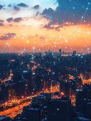 Fototapeta premium Futuristic Smart City Landscape in Cairo with Digital Alumni Associations