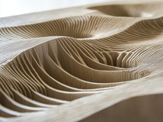 Artistic wood carving waves studio sculpture indoor setting close-up view craftsmanship exploration