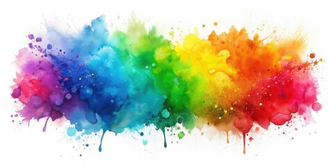 Obraz premium Watercolour Rainbow Splash - Abstract Aquarelle Stain Background for Minimalist Photography, Colorful Hand-Drawn Textures, Creative Wallpaper Design, Vibrant Art Elements