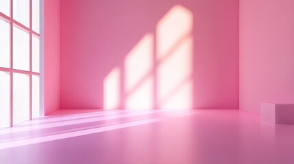 Obraz premium Minimalist abstract pink gradient background in a clean, well-lit 3d studio scene, ideal for modern product displays, elegant branding presentations, and sophisticated promotional visuals