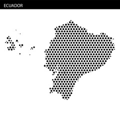 Map of Ecuador illustrating geographical features with dot pattern design