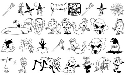 Horror icon bundle. Spooky icon bundle. Scary icon bundle
