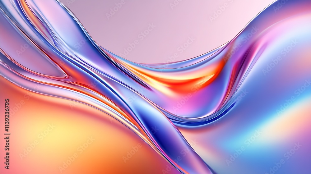 Poster Vibrant Abstract Gradient Background with Flowing Smooth Silky Colorful Textures : Generative AI