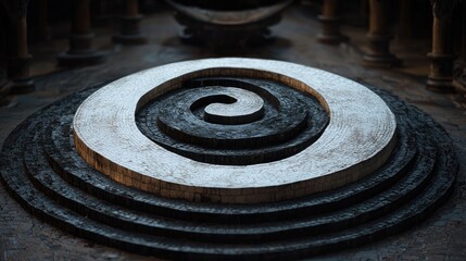 Circular Spiral Staircase in Ancient Temple Setting