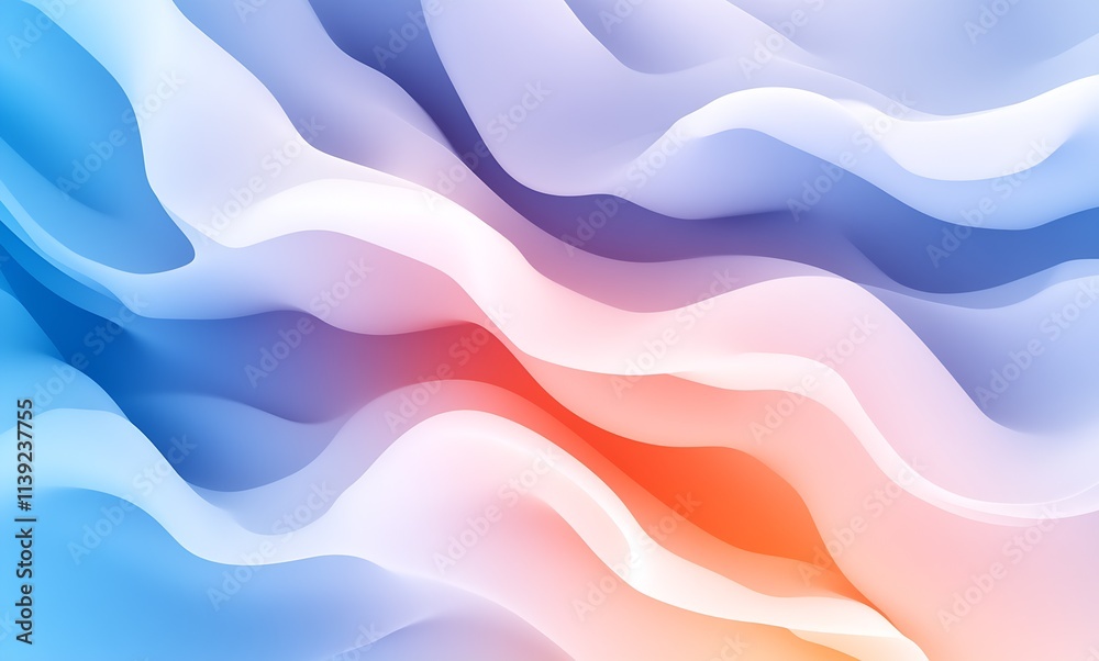 Leinwandbilder Abstract Gradient Wave Pattern in Pastel Hues with Soft Flowing Design : Generative AI