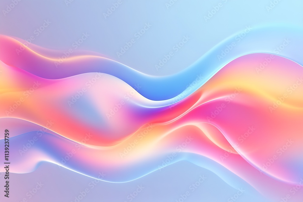 Aufkleber Abstract Smooth Colorful Liquid Waves in Pastel Gradient Nice Background : Generative AI