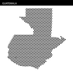 Guatemala map design with hexagonal dotted pattern showcasing national shape and borders