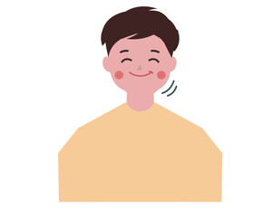 もぐもぐする男性。咀嚼する。食べる。ベクターイラスト