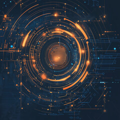 Fototapeta premium abstract technology background with circle, generative AI illustration