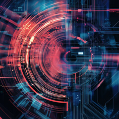 Obraz premium abstract technology background with circle, generative AI illustration