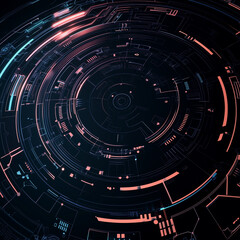 abstract technology background with circle, generative AI illustration