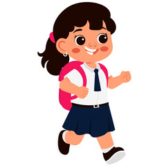 Cheerful Girl in School Uniform Illustration