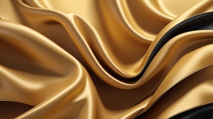Luxurious golden background with satin drapery. 3d illustration, 3d rendering.3d Abstract Modern Business Background wallpaper background golden with black wavy lines