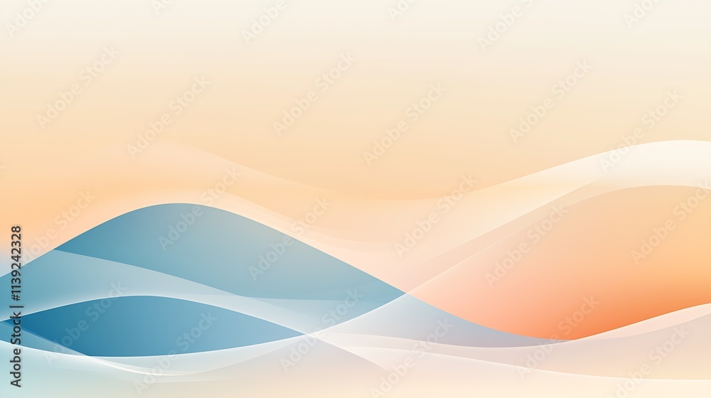 Aufkleber Abstract Waves in Gradient Blue and Orange Tone for Creative Background : Generative AI