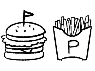 ペン風ハンバーガーとポテト