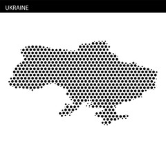 Ukraine outline map filled with dot pattern showcasing geographical features clearly