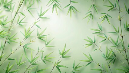 Fototapeta premium Serene Green Bamboo Leaves on Soft Background, Ideal for Relaxation and Wellness Designs