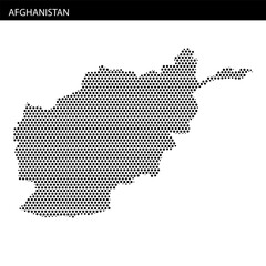 Detailed dot-pattern map of Afghanistan illustrating geographic features and borders