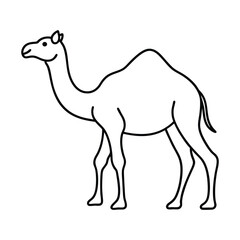 Simple Camel Outline Black and White Icon Vector Illustration.