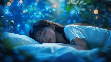 Peaceful Sleep: A Dreamy Girl in a Magical Night