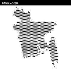 Obraz premium Map of Bangladesh showcasing distinct hexagonal dotted design in black and white