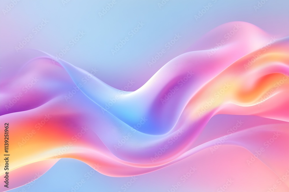 Aufkleber soft and dreamy abstract waves in multi-hued pastel gradient design : generative ai