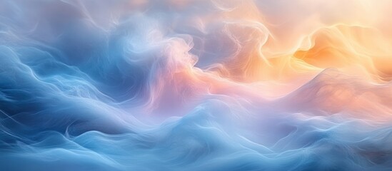 Obraz premium Dreamlike pastel cloudscape with soft, flowing textures and ethereal light.