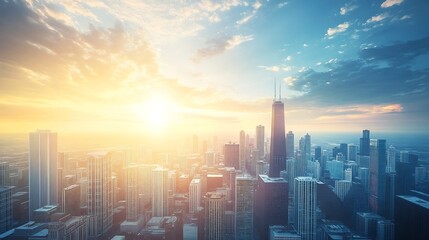 Fototapeta premium Futuristic Smart City Skyline Showcasing Urban Digital and Community
