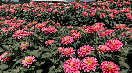 Zinnia Elegans Flowers Garden Flowers Pink Zinnia Varieties in Flower Bed