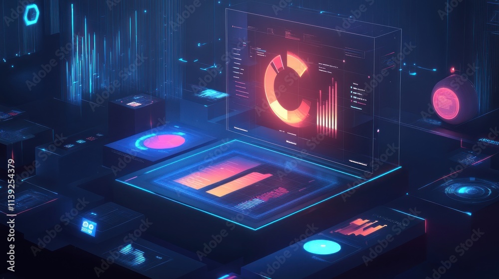 Aufkleber Data analysis visualization with floating charts.
