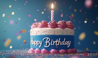 birthday cake with candle, Generative Ai