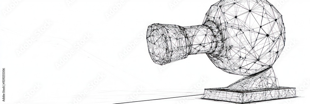 Aufkleber mesh wired retro camera with lines, dots and a stand.