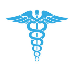 Medical sign, Medical symbol, Medical Snake Caduceus Logo, Caduceus sign, caduceus symbol, Snake medical icon Blue