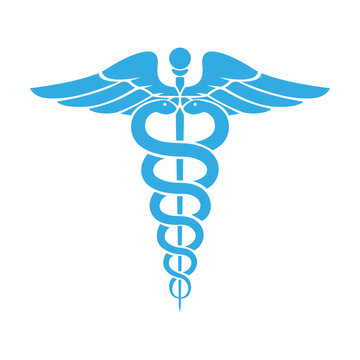 Medical sign, Medical symbol, Medical Snake Caduceus Logo, Caduceus sign, caduceus symbol, Snake medical icon Blue