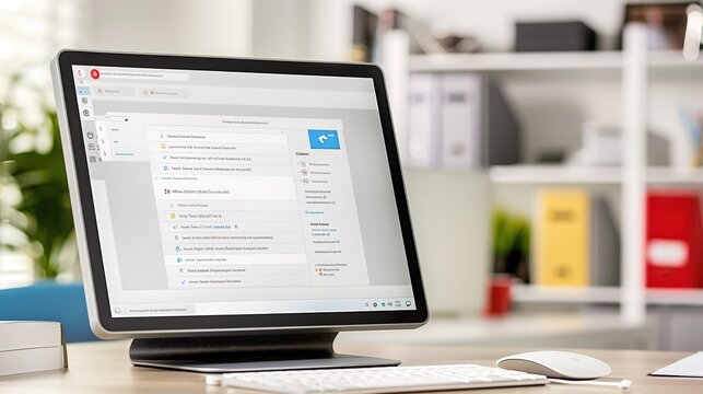 Close-up of neatly organized inbox on digital screen with blurred email icons and folders, symbolizing efficient email storage and management.