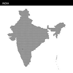 Obraz premium Map of India illustrated with hexagonal dotted pattern showcasing geographical outline