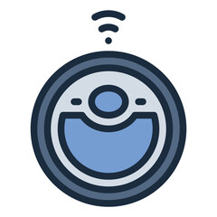 Smart vacuum cleaner filled line icon for automated home cleaning solutions