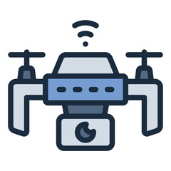 Drone filled line icon for IoT based aerial device and smart flying