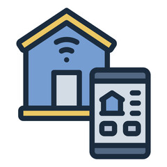Smart home filled line icon representing IoT based home automation