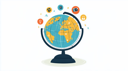 illustration of a globe where video call icons pop out from various locations