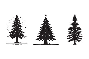 Fototapeta premium Pine Tree Silhouette Illustration 