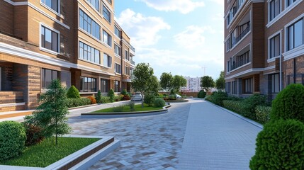 Luxury Apartment Complex Courtyard: A Peaceful Residential Oasis