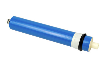 Membrane osmosis filter used for RO water purifiers for drinking water. Object on white background.