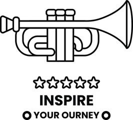 A trumpet with four stars and the word inspire written below it