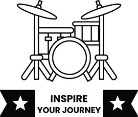 A drum set with a banner that says Inspire Your Journey