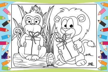 coloring animal cartoon for kids